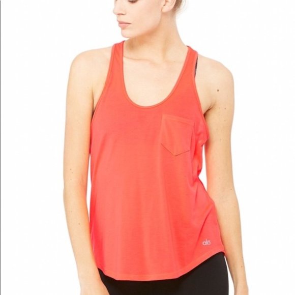 Alo Yoga Extreme Racer Neon Orange Volcano Tank S - Picture 2 of 7